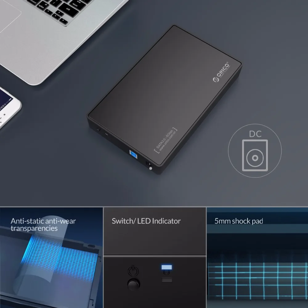 ORICO 3 5 дюйма корпус для жесткого диска USB 0 Гбит/с на SATA поддержка UASP и 8 ТБ