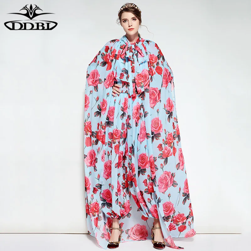 Комплект из двух предметов для подиума с бантом длина до пола jumjpsuit + накидка