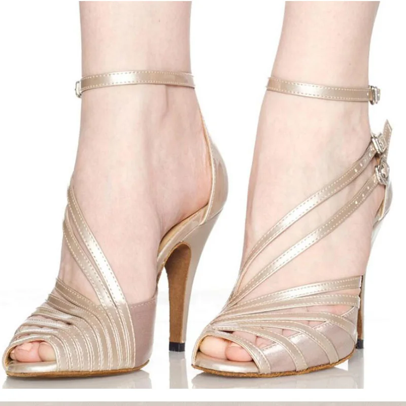 HROYL Women Latin Ballroom dance shoes Female salsa sandal Soft Sole Ladies samba tango dance shoes Party 6/7.5/8.5/10cm Rubber
