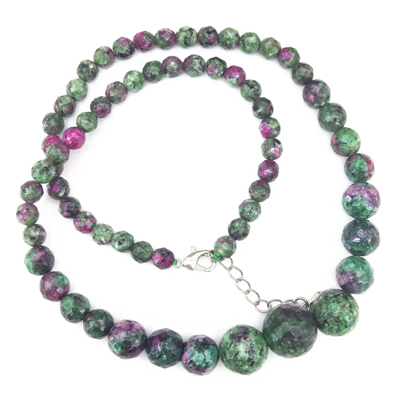 Rainbow Strand Stone Bead Necklace For Women Green &amp Red Faceted Round Beads 6-14mm Fashion Tower Chain Jewelry 15inch BV120 | Украшения
