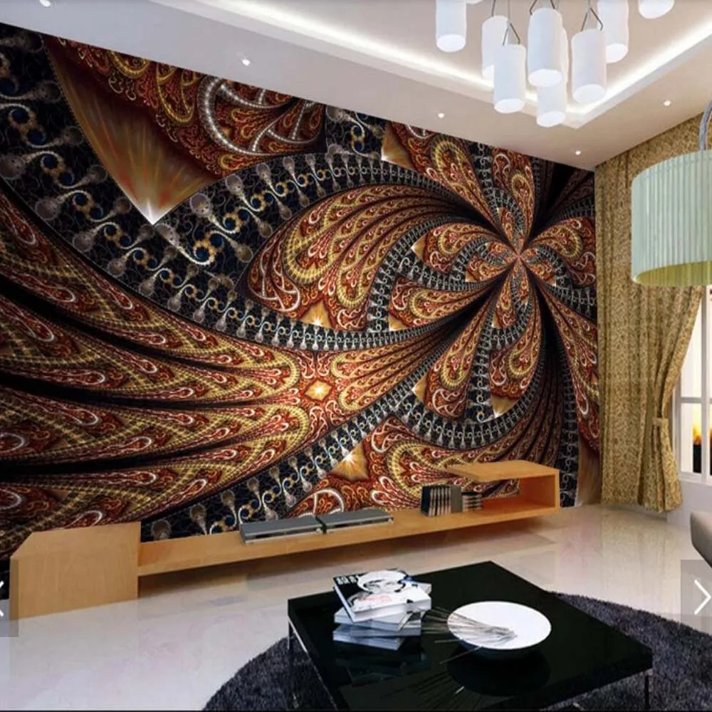

European Abstract Flower Wallpaper Mural for Living Room 3D Printed Photo Murals Wall Paper Custom Brown Floral Paper Canvas