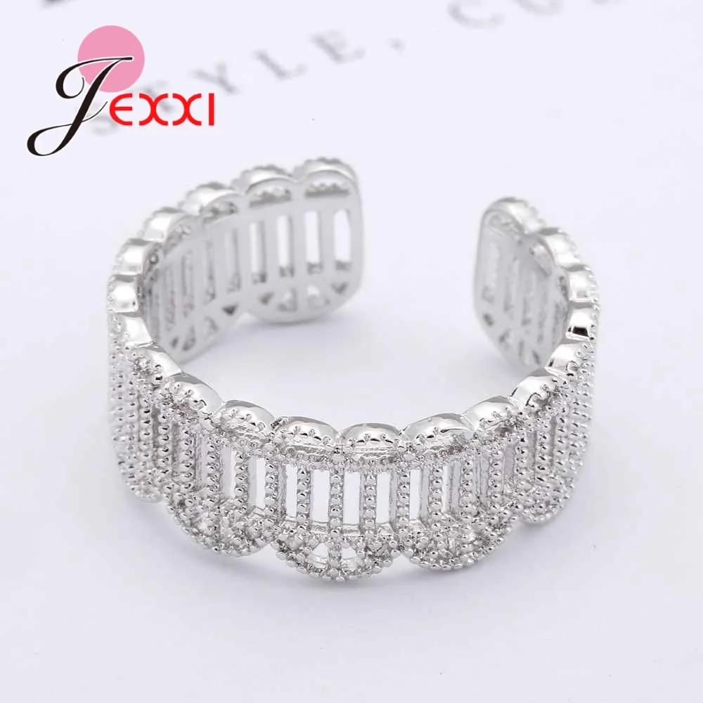 Luxury Wedding Engagement 925 Sterling Silver Rings Wide Shape Hollow Out Vintage Party Ajustable Ring For Women Bijoux | Украшения и