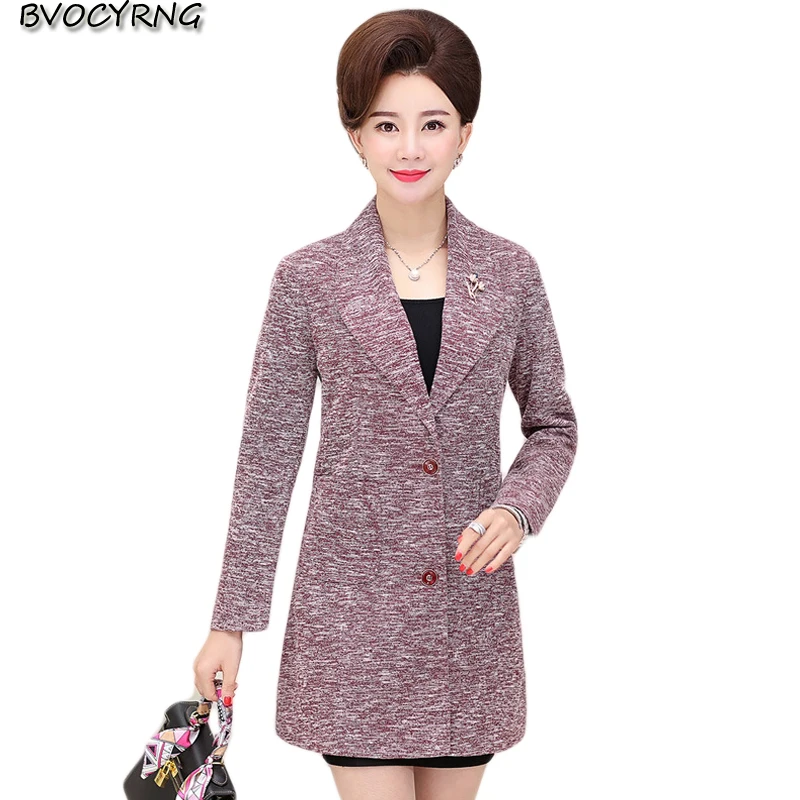 

Spring Autumn Women Coat 2017Fashion Middle-aged and old leisure women Coat High Quality Lapels Plus Size Elegant Slim parkaQ715