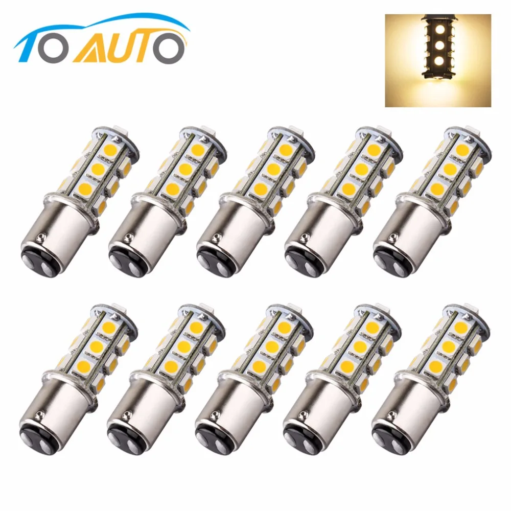 10pcs 1142 BA15D 18 SMD 5050 Tail Turn Signal lamp Warm White led car bulbs rear brake Lights Car Light Source parking 12V | Автомобили и