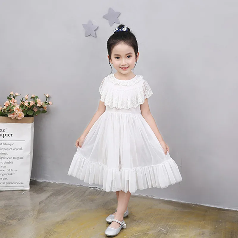 DFXD 2018 Summer Girls Sleeveless Soild Full Lace Princess Dress Fashion Lovely Flower Wedding Party Baby Vestido | Детская одежда и