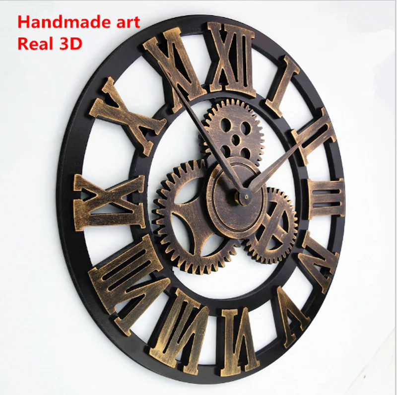 Настоящие 3D винтажные декоративные большие настенные часы на стене | Дом и сад
