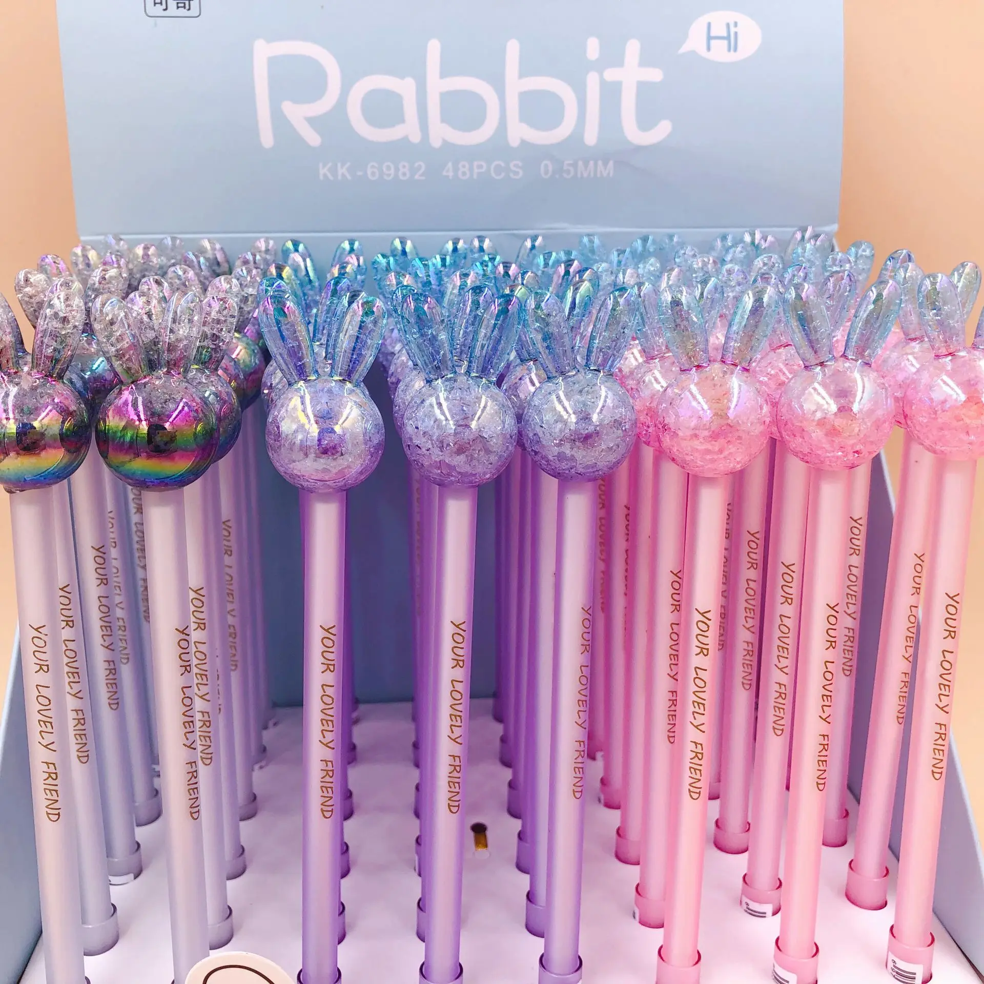 48 шт. Kawaii гелевые ручки Хрустальный кролик черные гелевые чернильные ручки для письма милые канцелярские товары офисные школьные принадлежности 0,5 мм