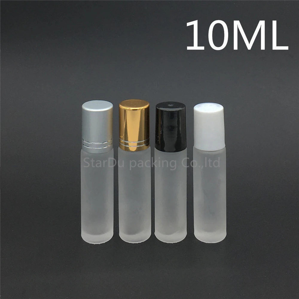 

500pcs 10ml Roll on perfume bottle, 10ml clear Frosted essential oil rollon bottle, 10cc small glass roller container
