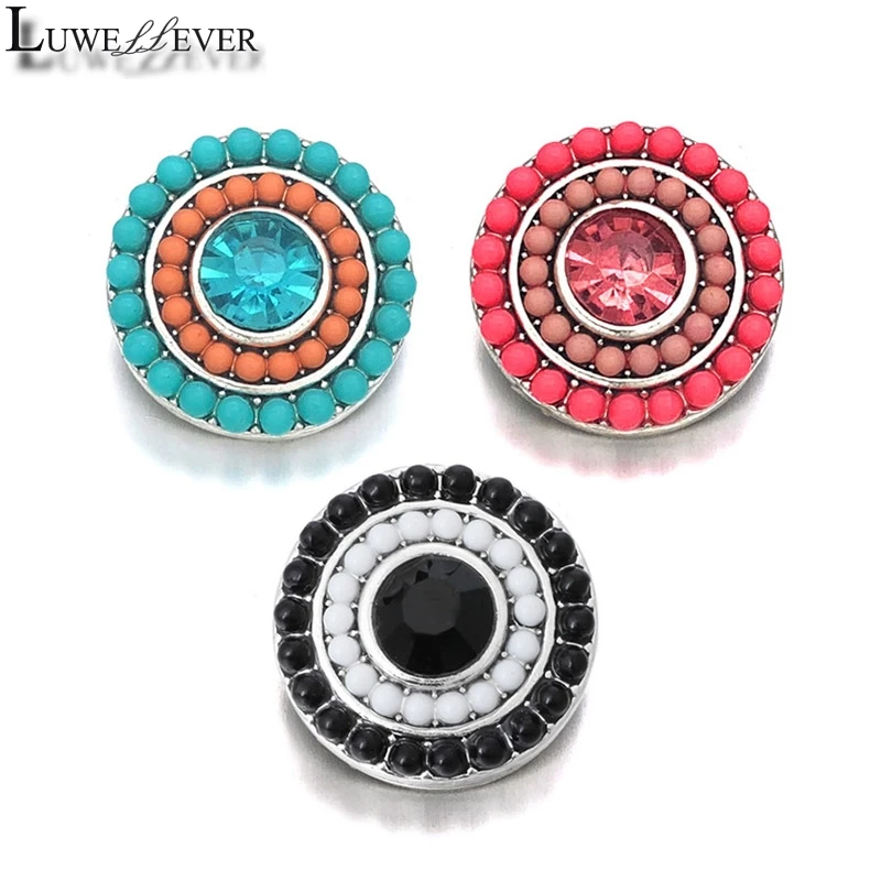 

New Component w048 Crystal 3D 18mm Metal Snap Button For Bracelet Necklace Interchangeable Jewelry Women Accessorie Findings