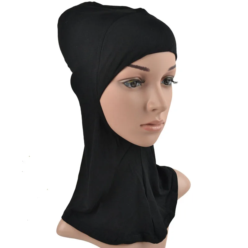 black inner jersey Одна часть однотонные блестящие хиджаб шарф ислам шаль Глава Обертывания мягкая шелковая шаль Длинные мусульманский хиджаб Малайзии Атлас хиджабы - Цвет: black inner jersey