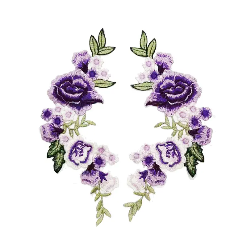 Purple B DIY одежды патч 1 шт./2 шт. для джинсовые эмблемы сумки пришить на вышивку стикер для рукоделия розы аксессуары для одежды аппликация - Цвет: Purple B