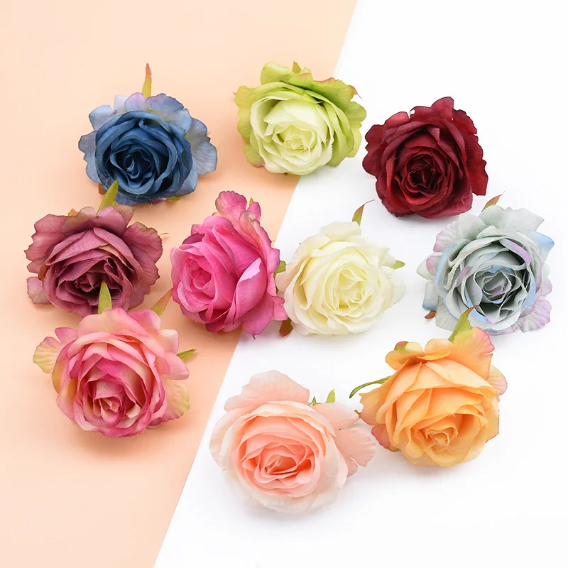 

6cm Silk Roses Flower Wall Scrapbooking Artificial Plants Decorative Flowers Wreaths Diy Gifts Box Home Wedding Decor Needlework