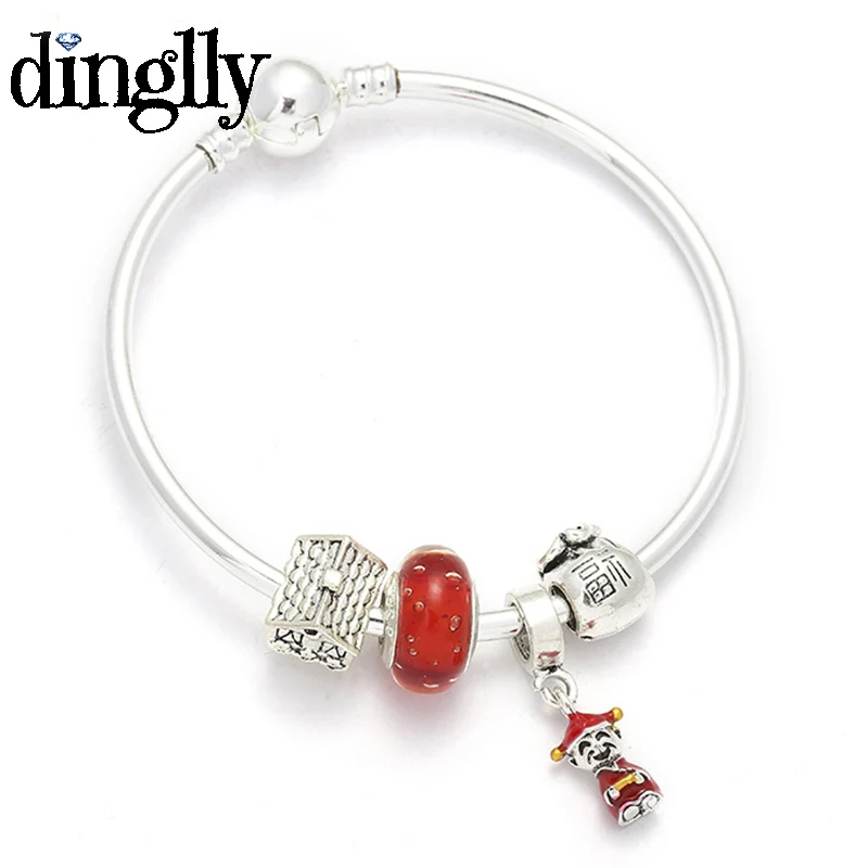 DSZ057 DINGLLY мультфильм Пара висячие Pulsera Шарм браслет с медведем Тигр бусины модные бренды браслеты с медведями браслет для женщин - Окраска металла: DSZ057