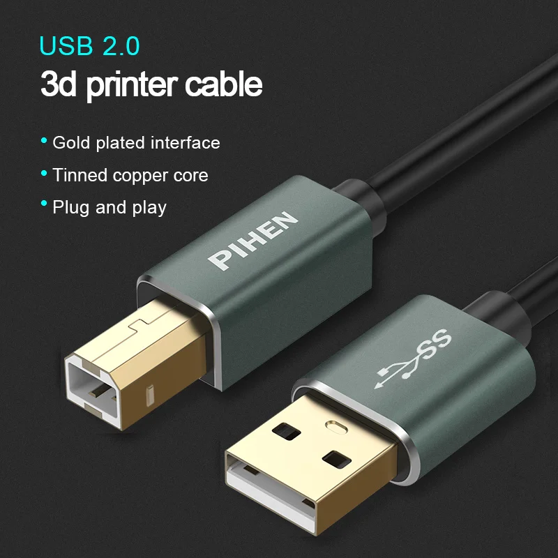 PIHEN USB кабель для принтера Тип B Мужской к мужскому 3 0 2 Canon Epson HP ZJiang принтер