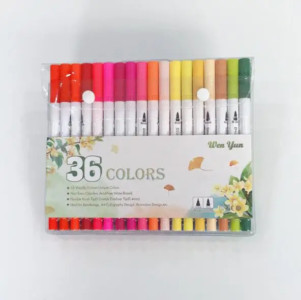 36 colors 24/36/48/60/80/100 шт. рисунок граффити живопись с двухголовой Dual-кончик кисти маркер для белой доски набор акварель цветные ручки канцелярских принадлежностей - Цвет: 36 colors
