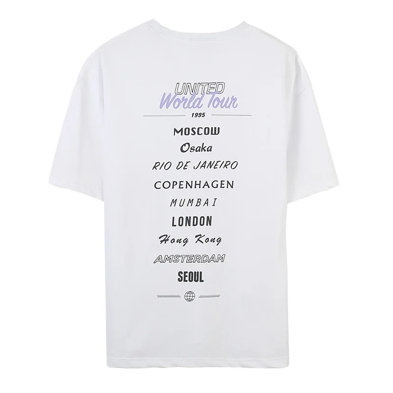 Мужская модная повседневная свободная уличная футболка с буквенным принтом и