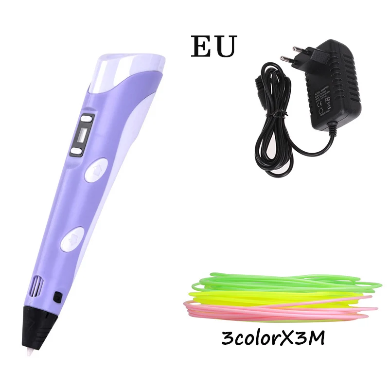 EU purple Rovtop 3D печатная Ручка DIY 3D Ручка красочная креативная игрушка подарок для детей дизайн рисунок 3D печать Ручка накаливания - Цвет: EU purple