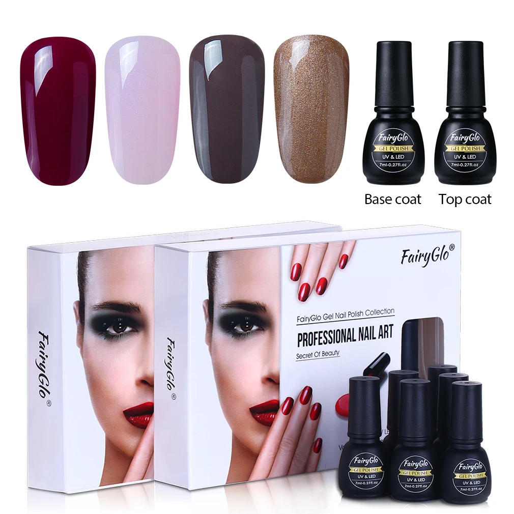 Набор для маникюра FairyGlo, 7 мл, 6 шт./лот, сделай сам, подарок с коробкой, УФ светодиодный гель для ногтей, замачиваемый, полупрозрачный Гель-лак для ногтей, Гибридный Гель-лак, набор - Цвет: 015