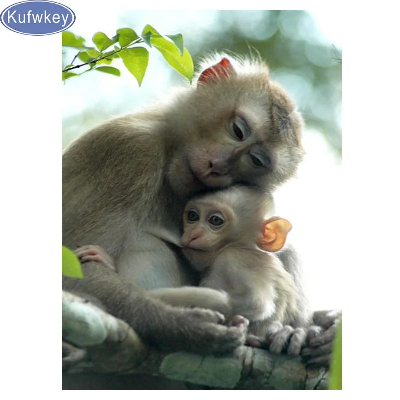Diamond Painting Monkey mom and baby full square Embroidery sale Cross Stitch animal mosaic picture 5D Home Decoration | Дом и сад
