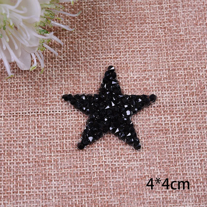 1pcs Multiple Sizes 3color Crystal Rhinestone Star Patches for Clothing Iron on Clothes Appliques Badge Stripes Diamond Stickers | Дом и сад