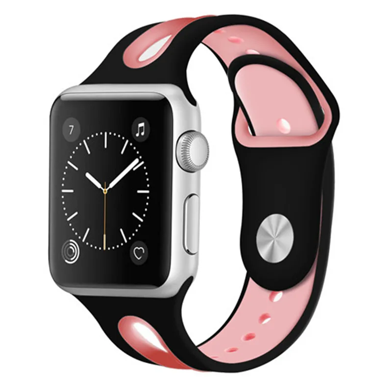 Полый цветной спортивный силиконовый ремешок для Apple watch series 3 2 1 Iwatch bands 42 мм 38
