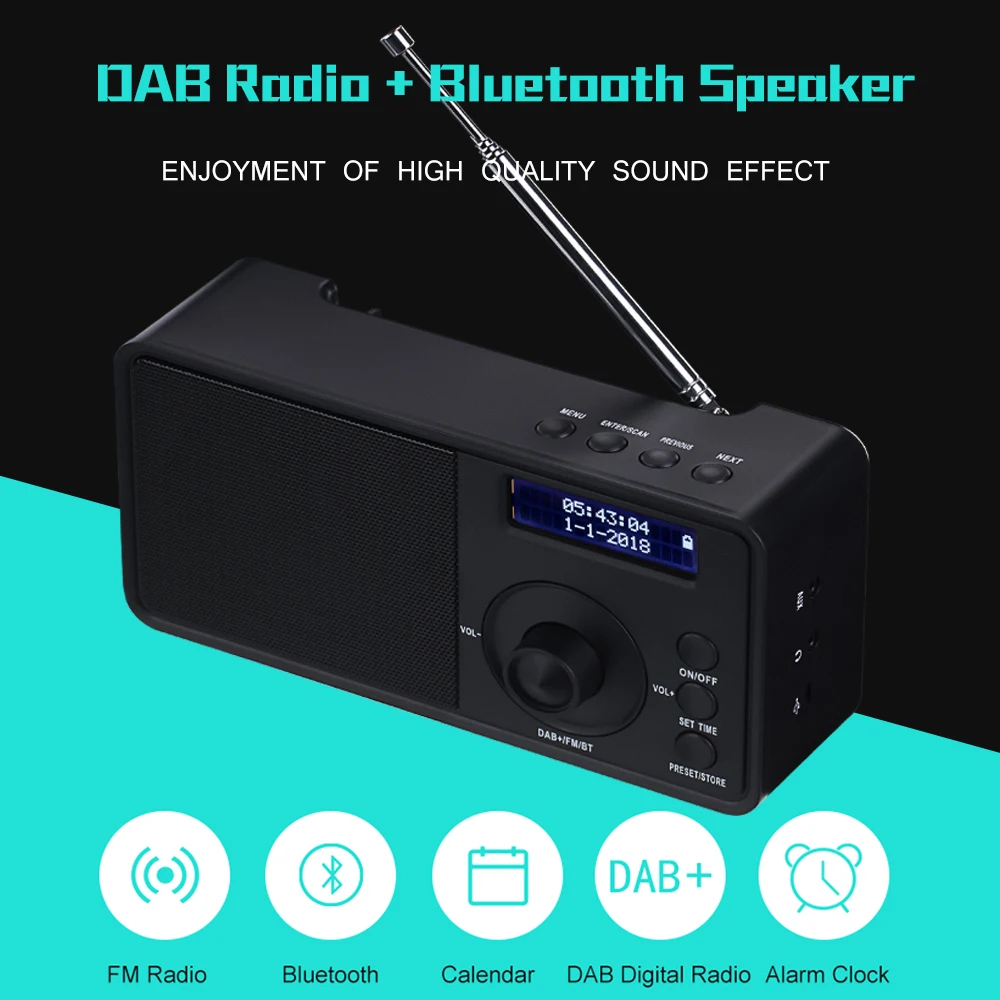 Портативный DAB + FM цифровой радиоприемник Bluetooth динамик Будильник Большой