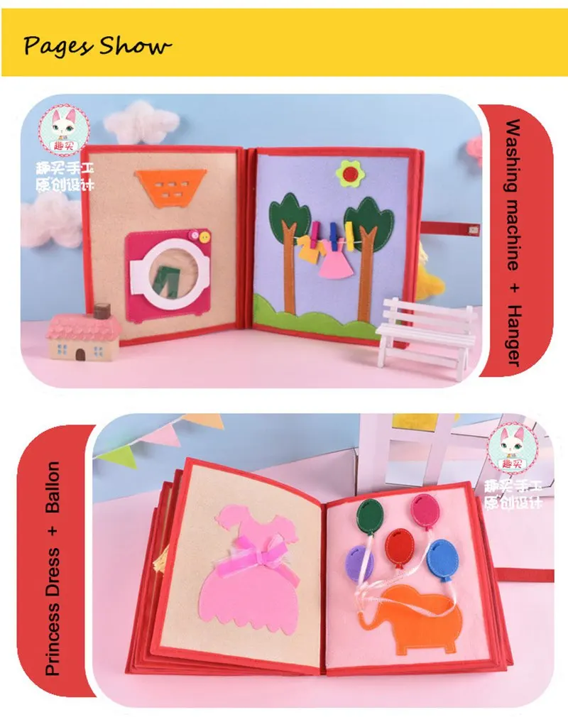 DIY High Quality My First Book 22 Pages For Baby Early Learning Toys Felt Quiet Book Special Gift Mom Handmade Felt DIY Package