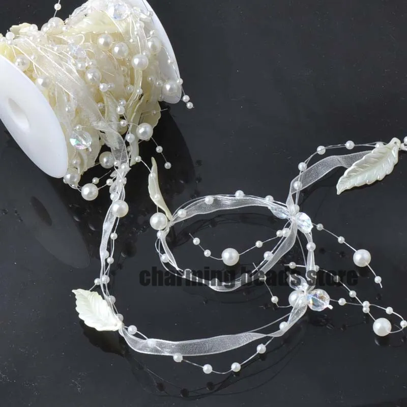 Леска искусственный жемчуг лист бисер цепочка гирлянда цветы сделай сам