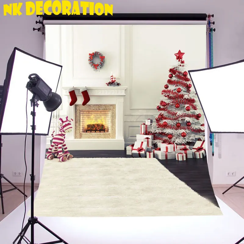 НК УКРАШЕНИЯ Фотографии Фоном Камин Рождественские Зимние Тема 5 * 7ft Фонов Дети