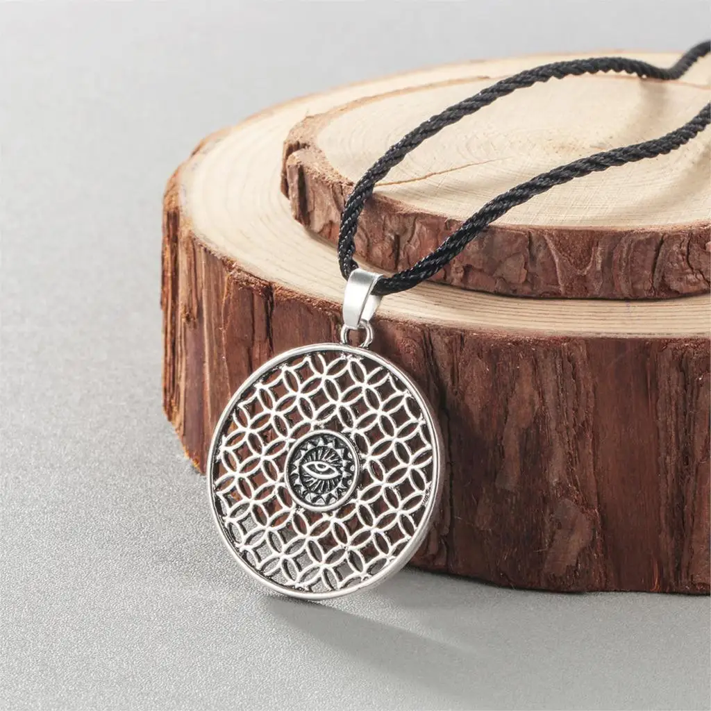 Kinitial Новые ожерелья и подвески в виде цветов жизни для женщин мужчин круглые