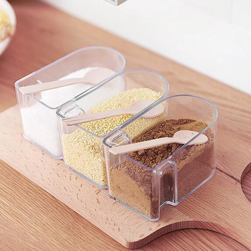 Vintage Clear Acrylic Rotatable Kitchen Spice Storage Container Rack Wall Plastic Transparent Set Jar For | Дом и сад