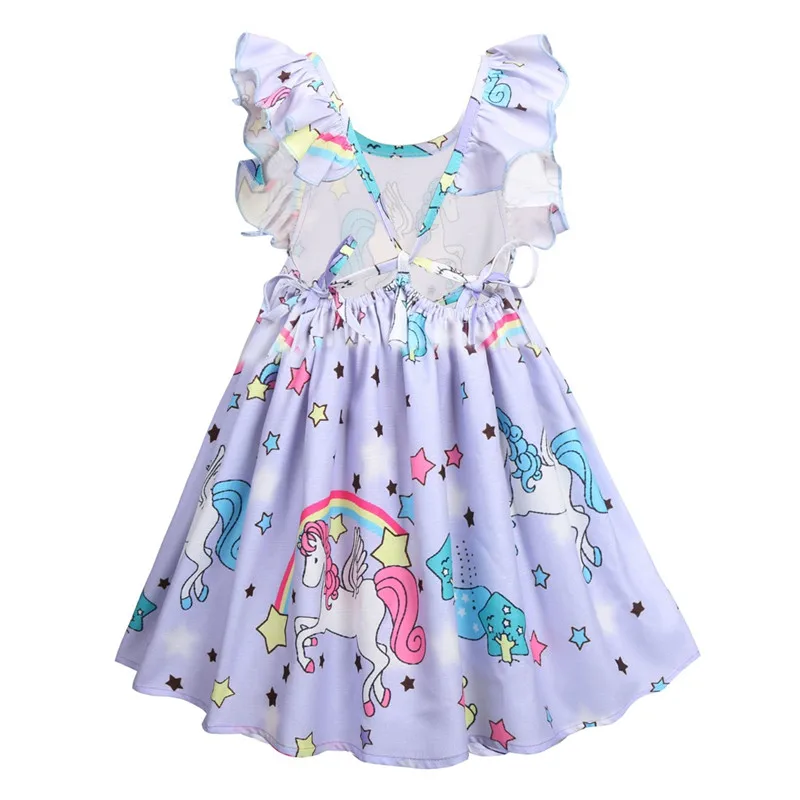 Unicorn Dress 2018 Summer Princess Girl Party Sleeveless Cotton Ruffle Vestidos Children Clothing Costume D0938 | Детская одежда и