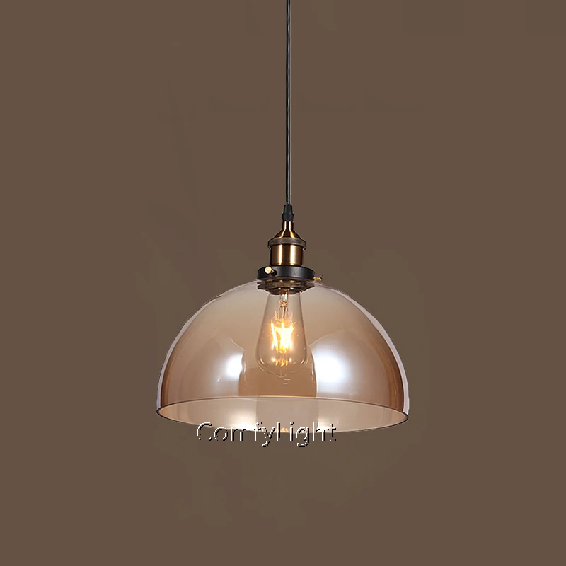 Amber Glass D Lamp Подвесной светильник в скандинавском стиле с хромированным шаром, стеклянный подвесной светильник, подвесной светильник для спальни, кухни, бара, светильник E27, Домашний Светильник ing - Цвет корпуса: Amber Glass D Lamp