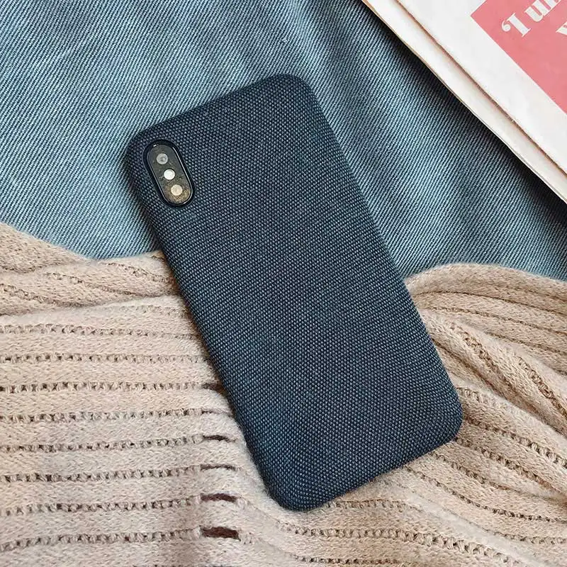 Черный Для iPhone XS XR XS Max 11 Pro Чехол тканевый Текстурный чехол для телефона s для iPhone 6 6s 7 8 Plus X Ультратонкий Мягкий чехол из искусственной кожи - Цвет: Черный