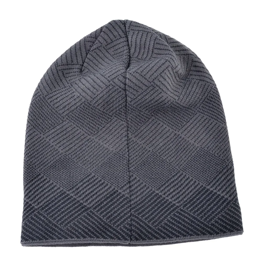 Клетчатая шапка в полоску, Мужская теплая шапка, двухслойная, gorro, плюс бархат, вязанная шерстяная шапка, зимние шапки для мужчин, шапочки в стиле хип-хоп