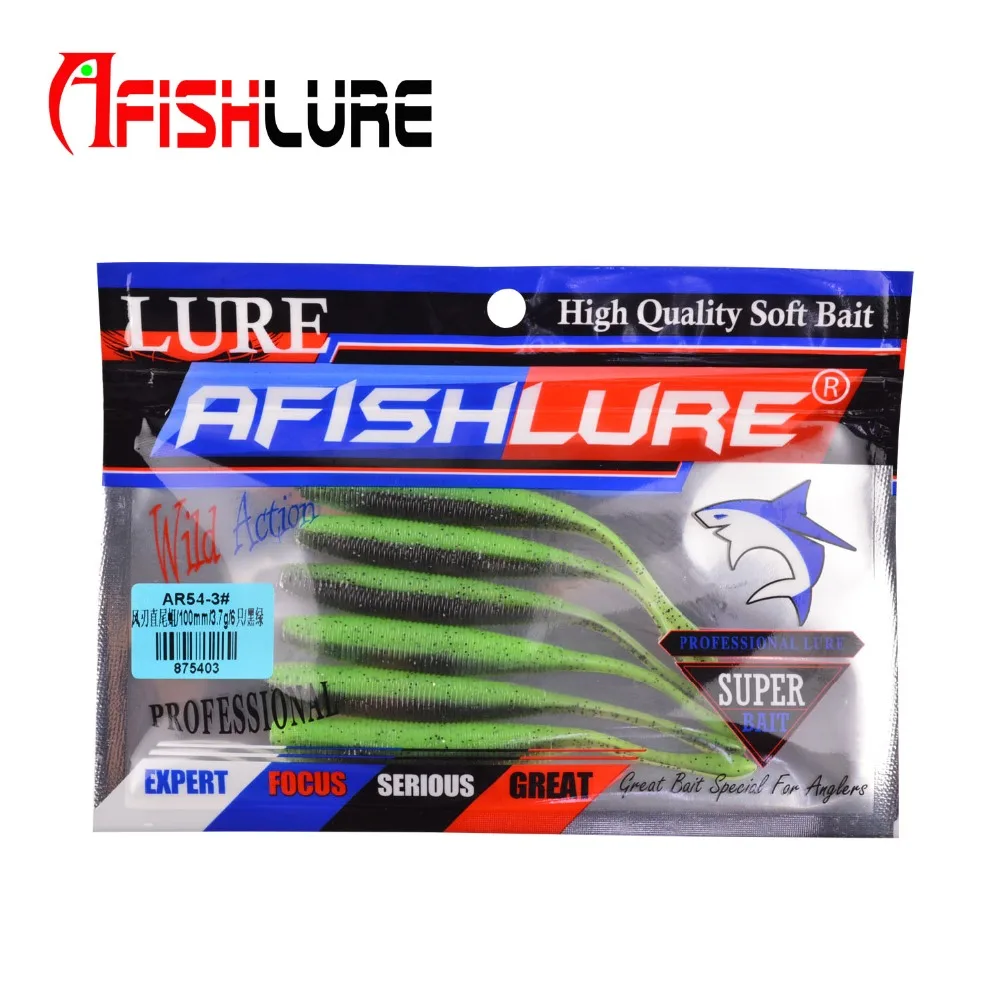 Afishlure Свинг червяк приманка для рыбалки прямой хвост мягкая имитация червя Grubs 100 мм/3,7 г Maggot мягкая плавающая приманка 6 шт./лот