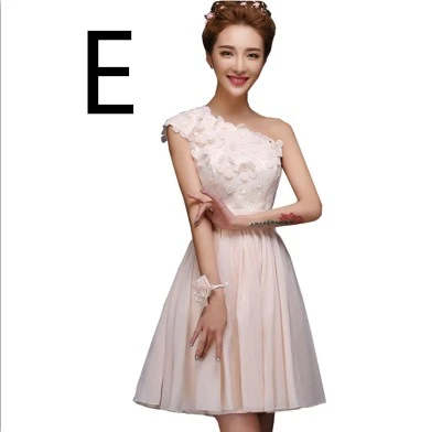 E CHAMPAGNE modest chiffon short v neck bridesmaid elegant bridemaid teen bridesmaids dress party dresses champagne wedding guest H4236 - Цвет: E CHAMPAGNE