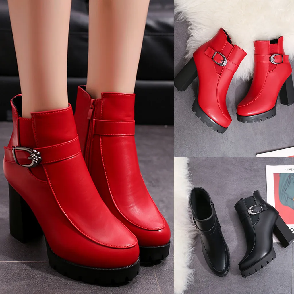 Новинка 2019 года сезон осень зима Женские однотонные байкерские ботильоны на