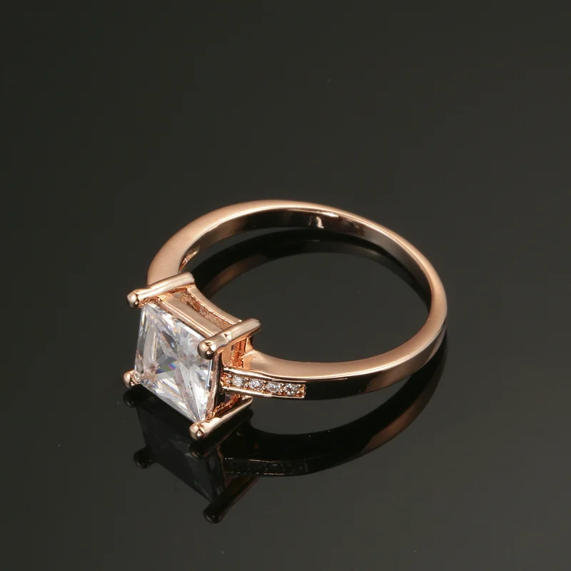 Женские свадебные кольца розового золота квадратные ювелирные изделия из страз