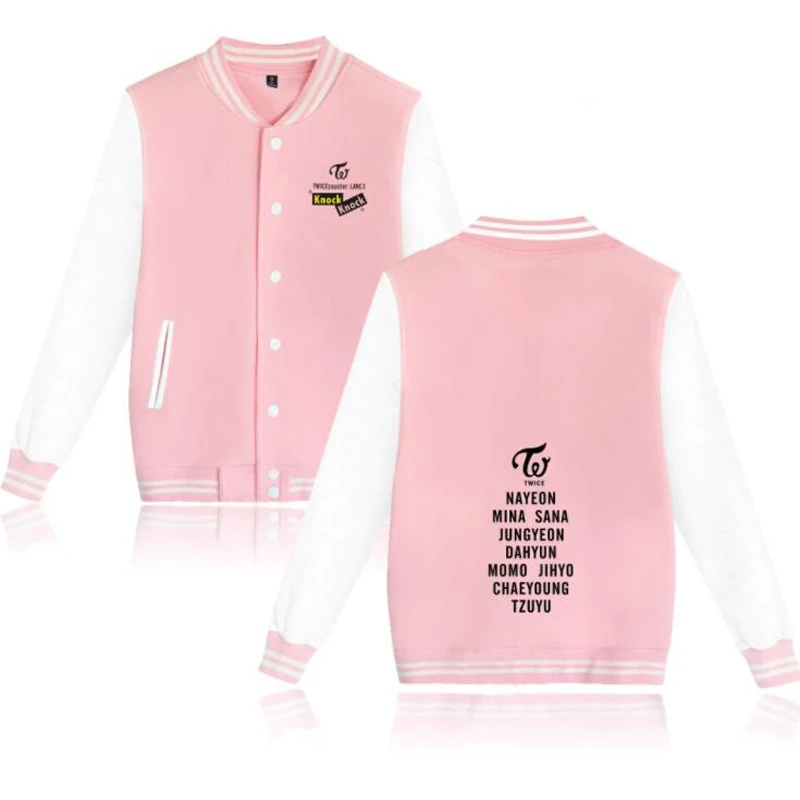 

K POP K-POP KPOP TWICE twicetagram Album LIKEY Baseball Uniform Students Coat Long Sleeve Zip-up Fleece Hoodie Sweatshirt female