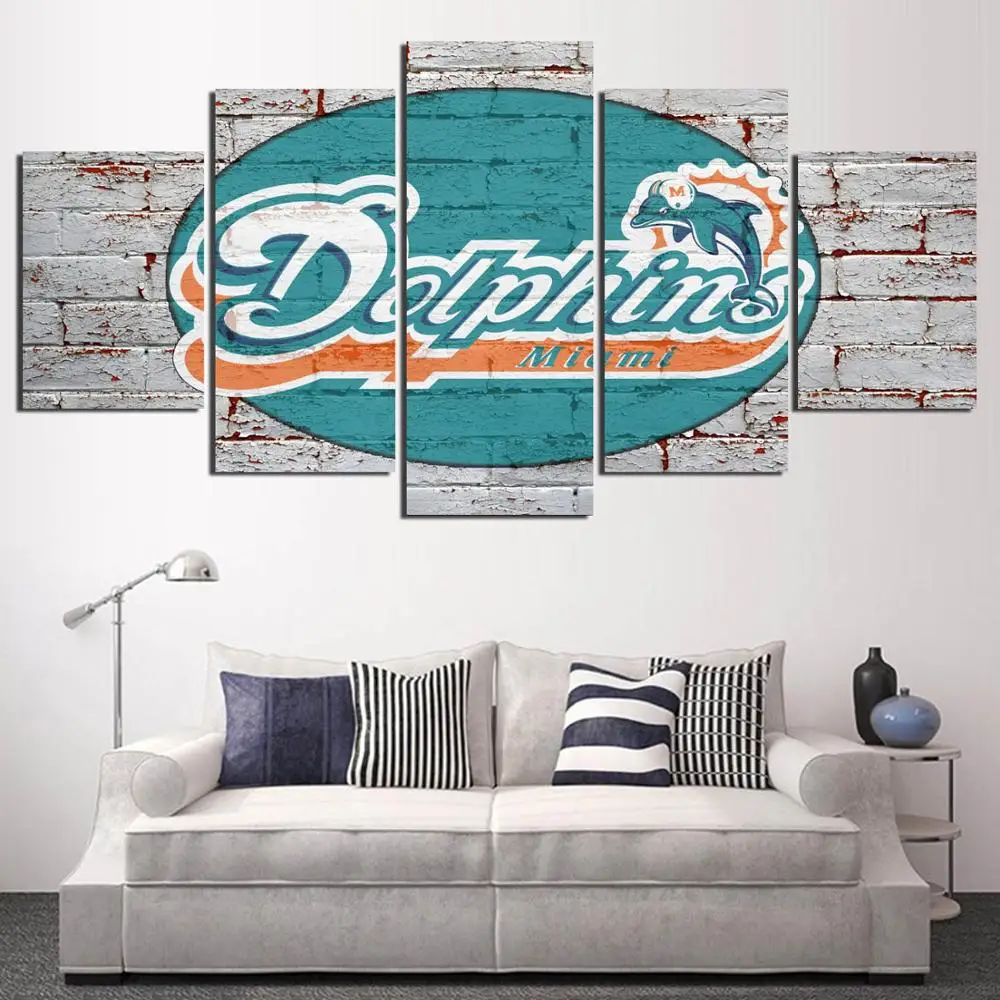 HD 5 Панель Холст Книги по искусству Miami Dolphins Картина Home decor плакат картина для