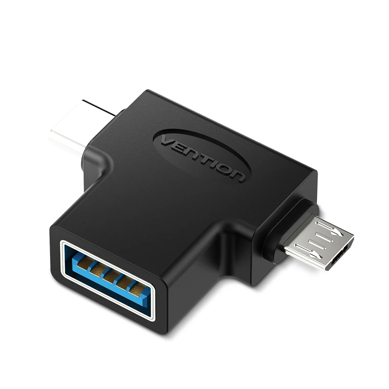 Vention USB 3,0 OTG кабель адаптер 2 в 1 Micro USB адаптер type-C кабель конвертер для Xiaomi One Plus Nexus 6P type C адаптер - Цвет: Черный