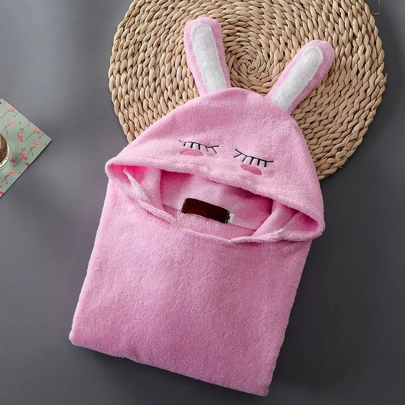 Pink Новинка; детский банный халат; хлопок; пляжное полотенце с капюшоном; накидка с рисунком; пляжное полотенце с изображением животных для маленьких мальчиков; детское купальное полотенце - Цвет: Pink