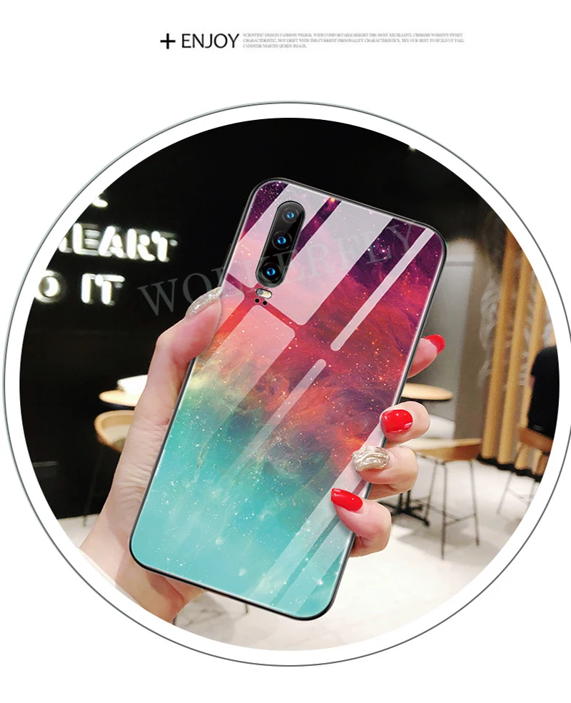 С космическим звездным принтом Стекло чехол для huawei Коврики 20 10 P30 P20 Lite Pro P Smart плюс Y5 Y6 Y7 Y9 Nova 3i Honor 10i 8X 7A 20 Pro Чехол