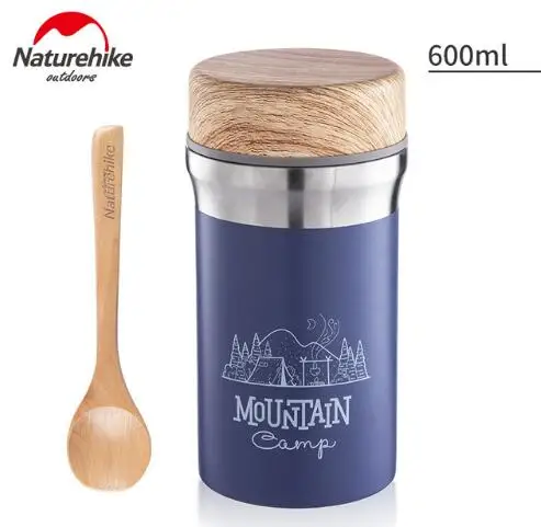 600ml Purple Naturehike 600 мл Посуда для походов чашка для воды Термос бутылка портативная коробка для пикника Посуда с ложкой - Цвет: 600ml Purple