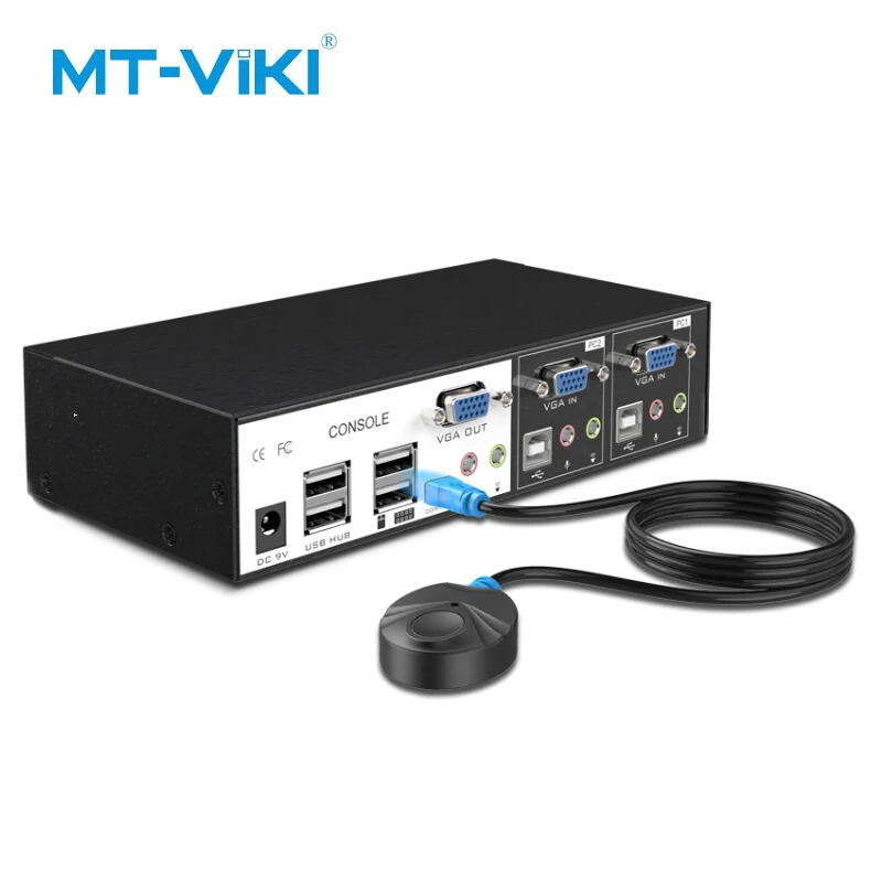 MT Viki USB KVM переключатель 2 порта VGA Hotkey Verdrahtete Fernbedienung mit Аудио Микрофон оригинальный