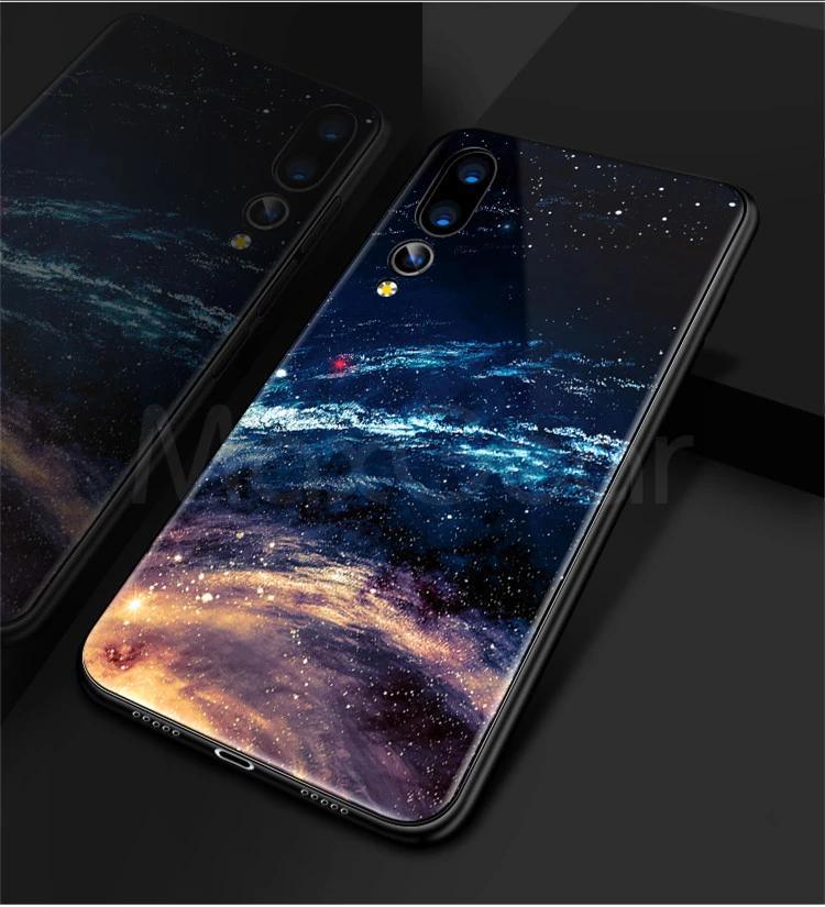 Жесткий чехол из закаленного стекла для задней панели телефона Huawei P20 Pro Lite полный