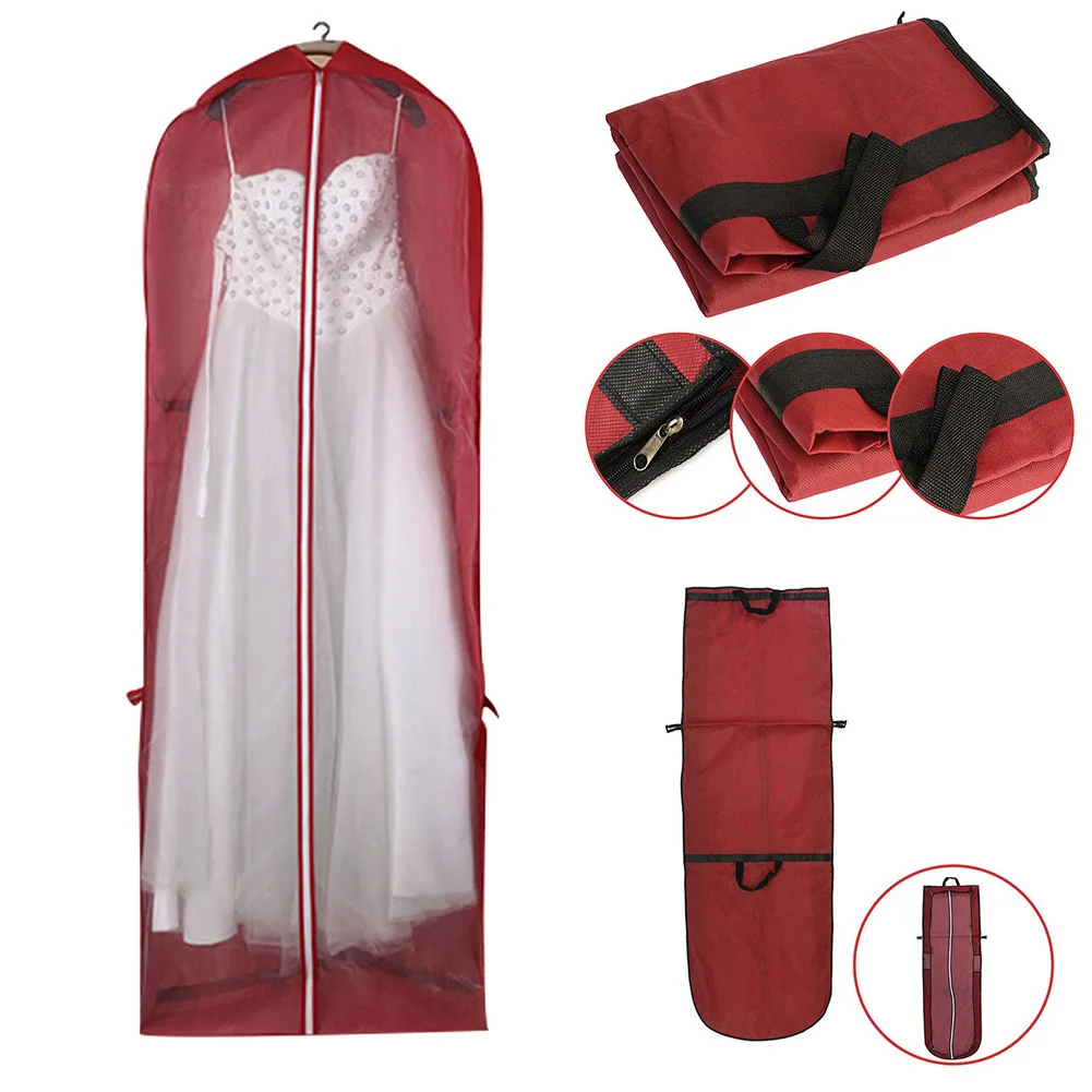 

Large For Wedding Dress Dust Cover Zipper Gown Dustproof Cover Storage Bag Foldable Garment Clothes Case Non-woven Protector New