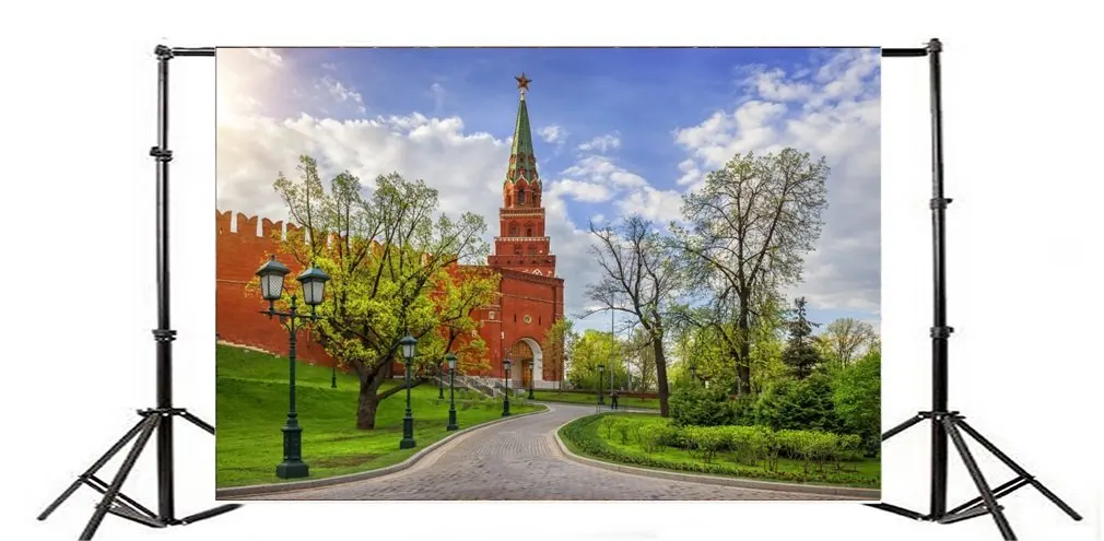 

Photography Backdrop Nature Landscape Castle Red Brick Lighthouse Trees Grass Field Blue Sky White Cloud Travel