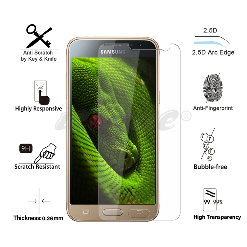9H 2.5D Закаленное стекло для Samsung Galaxy J3 2016 J320 J320F Защитное телефона защита экрана|glass